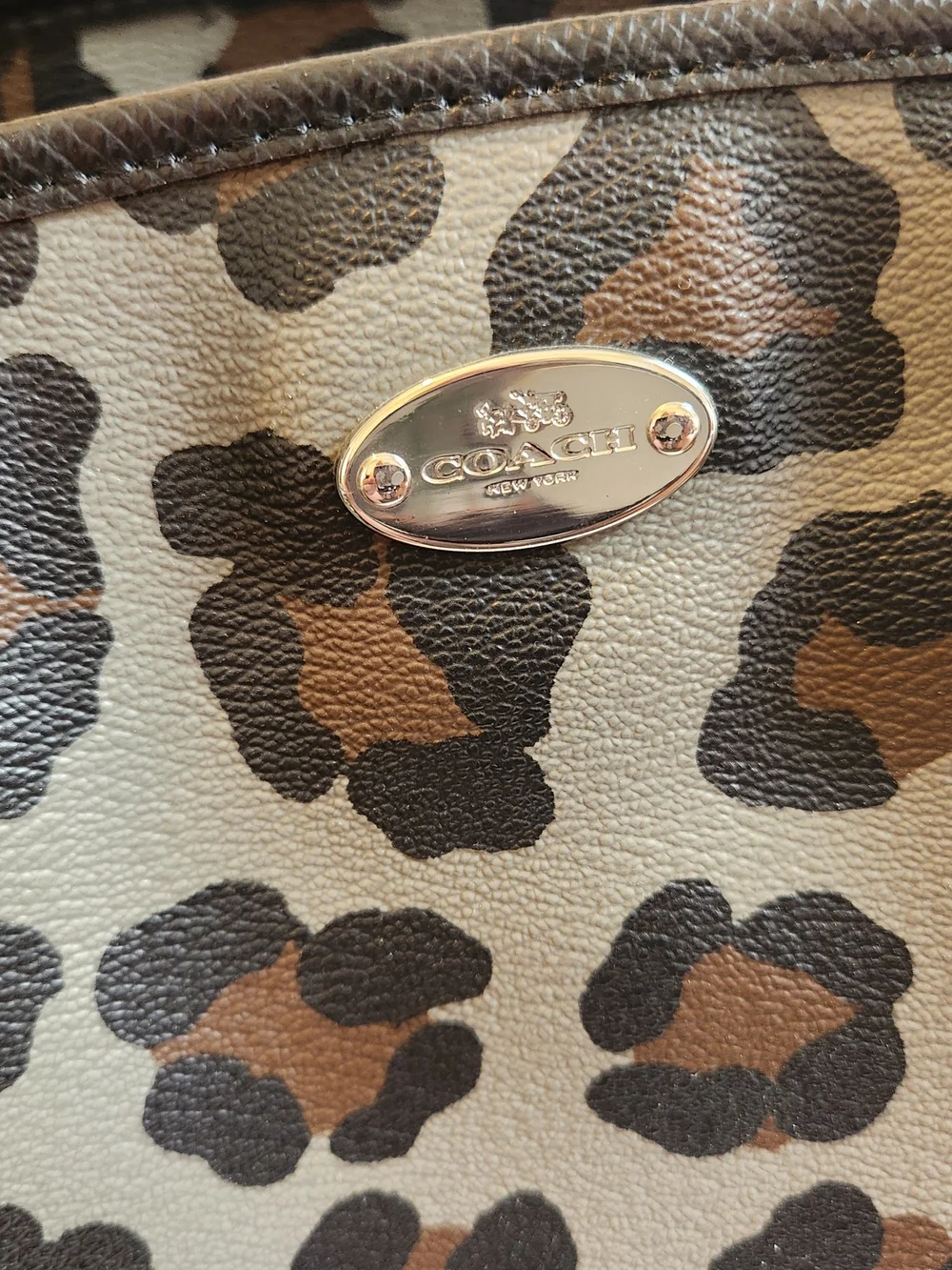 Coach Leopard Print Leather Satchel - Brown/Black - Picture 2 of 7